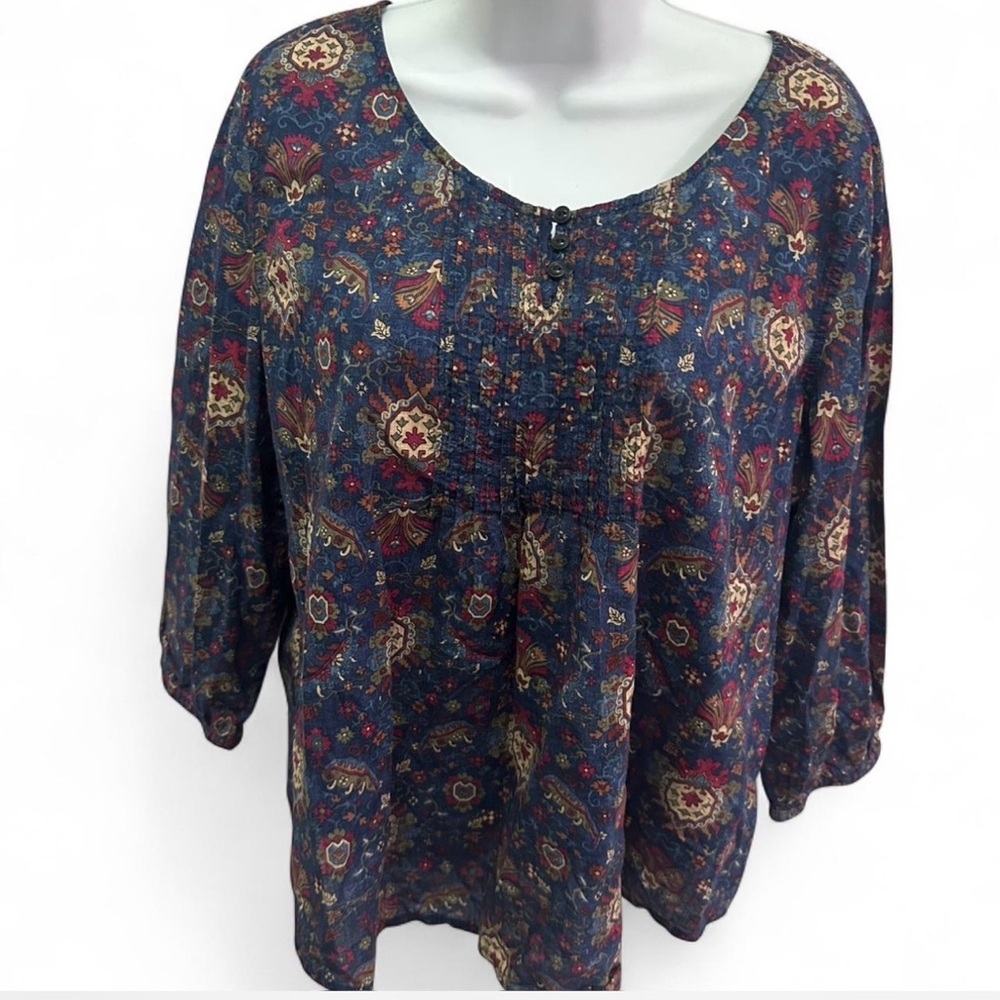 Ralph Lauren Navy and Red Paisley Blouse‎